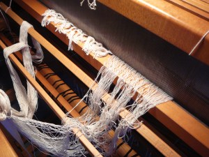 tying on the new warp