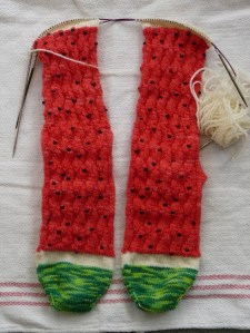 Near the end of the cuff.